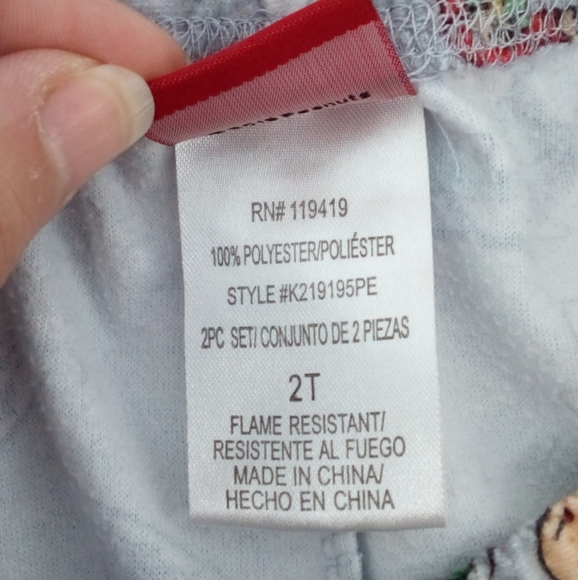 Peanuts Christmas Gray Characters Pajama Set 2T Long Sleeve Warm 2 Piece Set - Picture 9 of 10